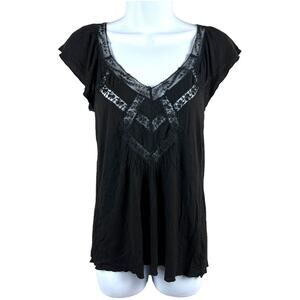 UO Kimchi Blue Top Black‎ Floral Lace Witchy Gothic Women's XS Blouse Whimsigoth